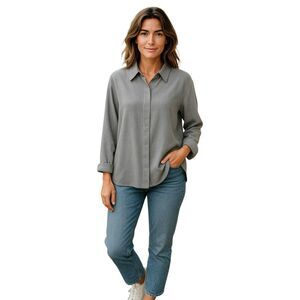 Venezia Gray Stretch Women's Shirt Blouse Top Collared Size 18/20 #55